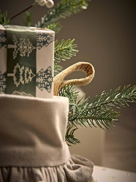 Velvet Ruffle Stocking - Nutmeg