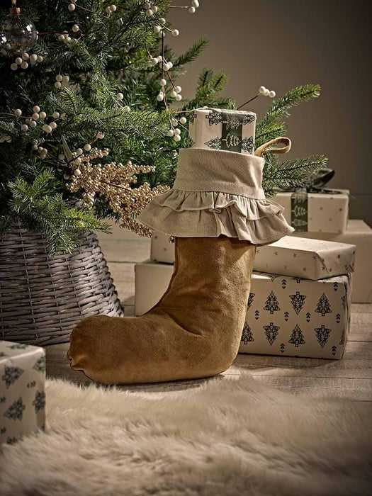 Velvet Ruffle Stocking - Nutmeg