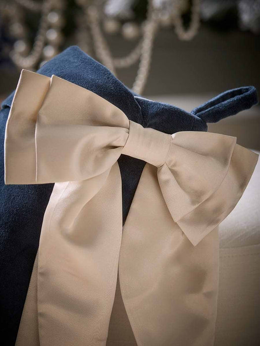Bow Velvet Stocking - Midnight Blue