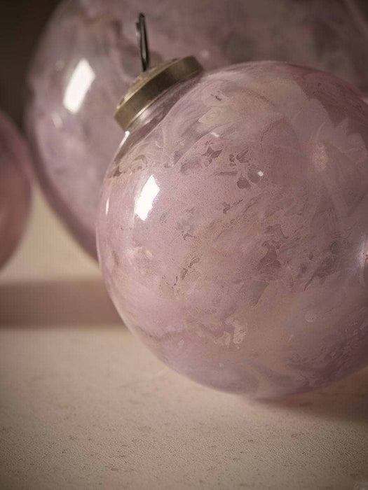 Three Beautiful Glass Marble Effect Baubles