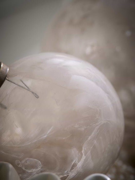 Three Beautiful Glass Marble Effect Baubles - White