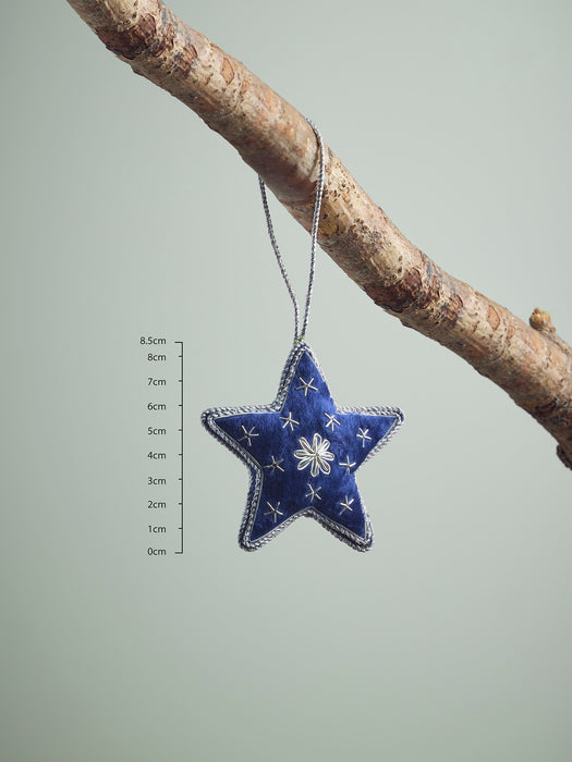 Four Hanging Midnight Velvet Stars