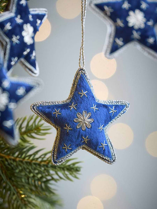 Four Hanging Midnight Velvet Stars