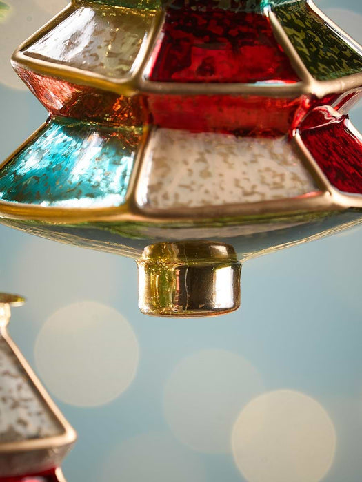 Three Multicoloured Glass Hanging Trees