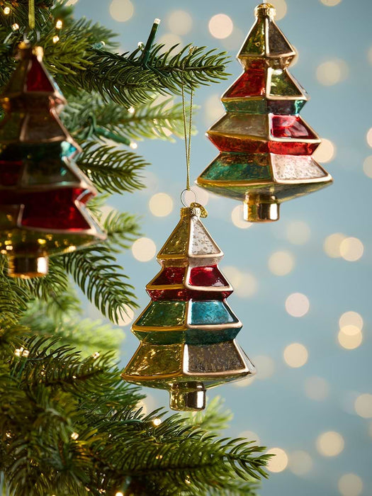 Three Multicoloured Glass Hanging Trees