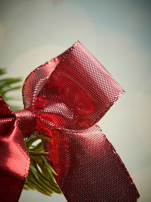 Fifty Metallic Tree Bows - Red