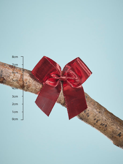 Fifty Metallic Tree Bows - Red