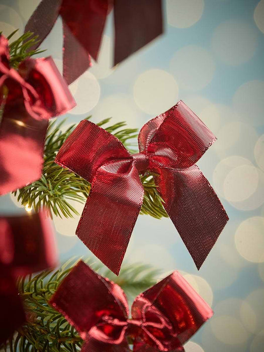 Fifty Metallic Tree Bows - Red