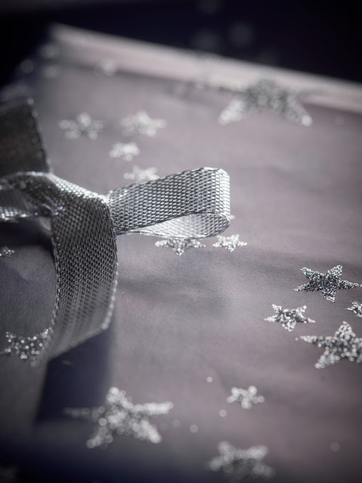 Fifty Silver Metallic Bows With Glue Dot
