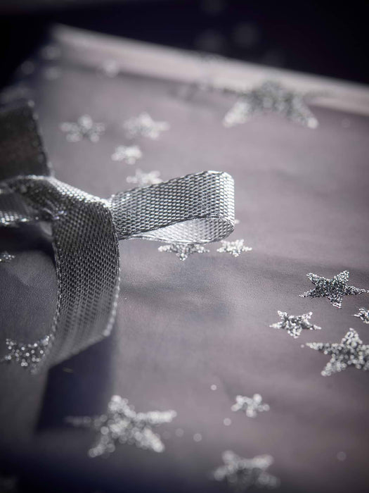 Fifty Silver Metallic Bows With Glue Dot