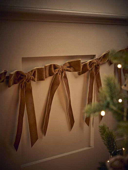 Velvet Bow Garland - Toffee 2m