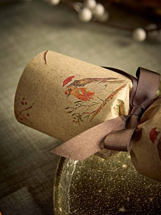 Six Luxury Handmade Crackers - Festive Robins
