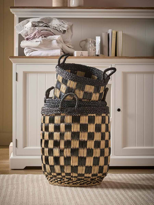 Set Of Three Chequer Board Storage Baskets