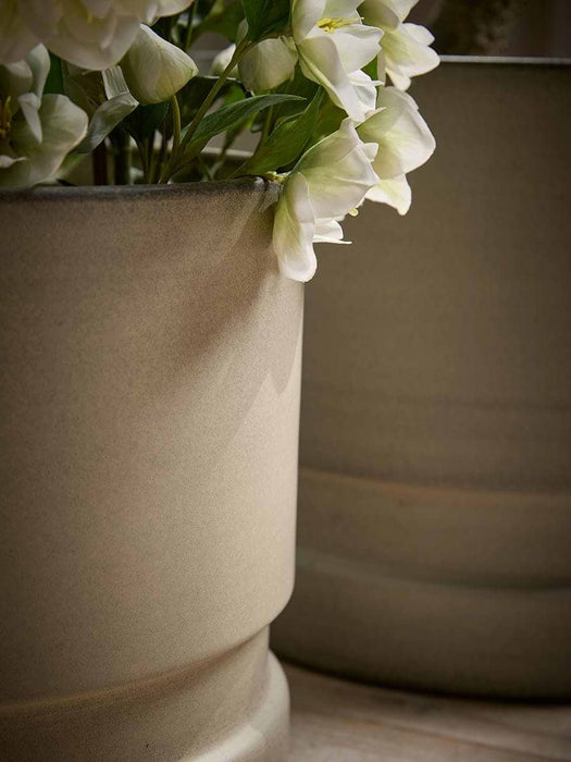 Two Large Ridged Metal Planters