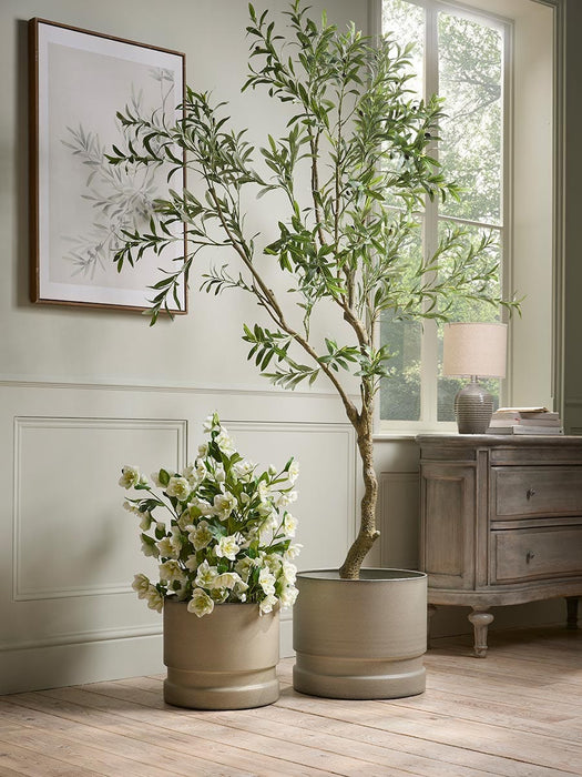 Two Large Ridged Metal Planters