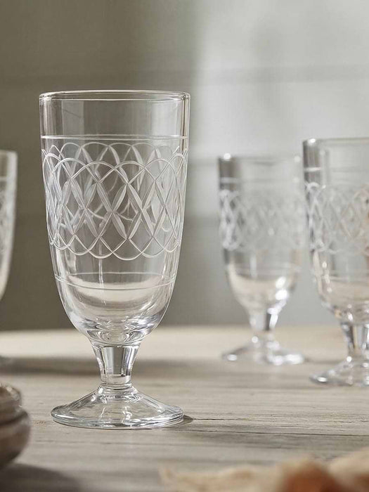 Four Etched Champagne Flutes