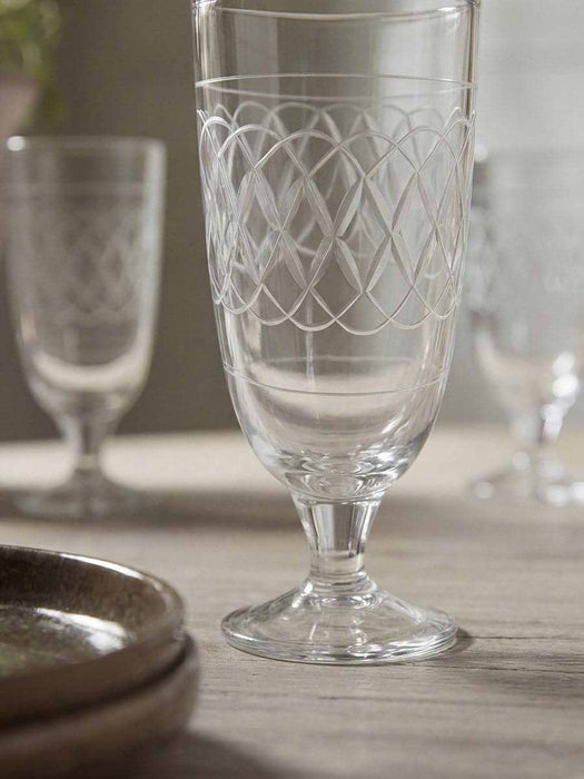 Four Etched Champagne Flutes