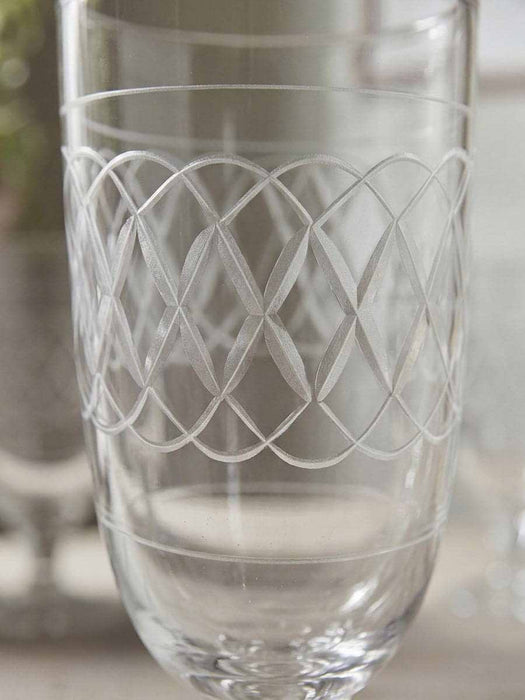 Four Etched Champagne Flutes