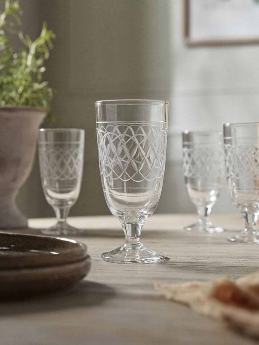 Four Etched Champagne Flutes