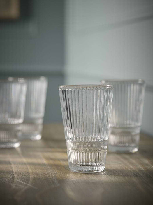 Four Ridged High Ball Glasses
