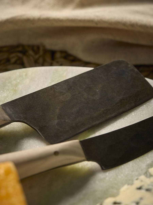 Two Oak Handle Cheese Knives