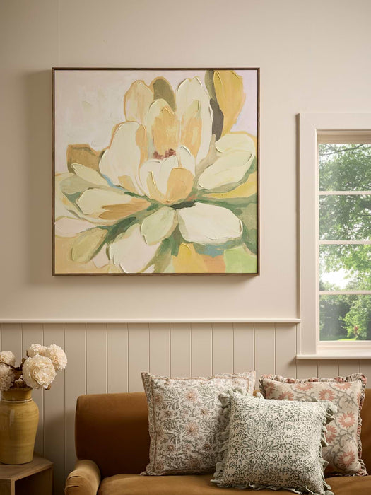 Large Bright Floral Framed Canvas