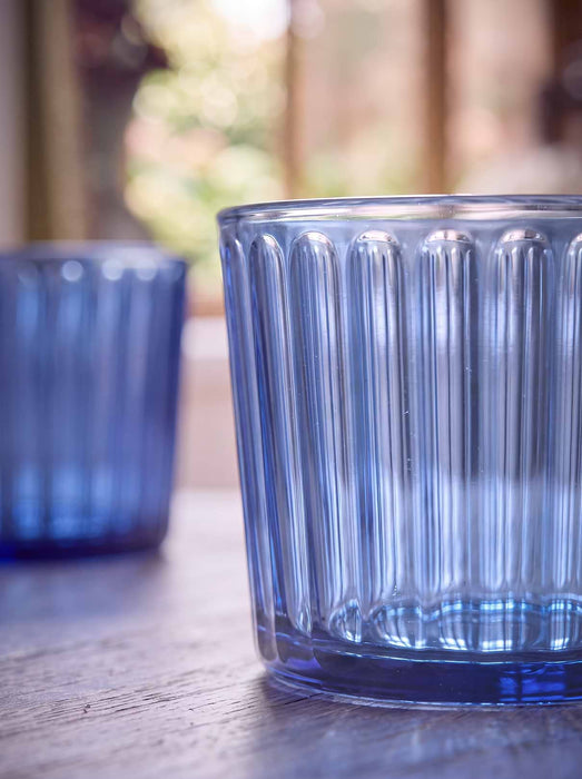 Four Blue Fluted Mini Tumblers
