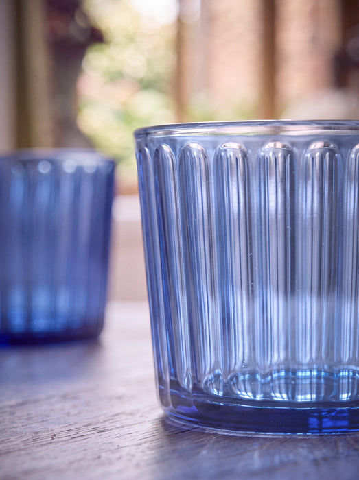 Four Blue Fluted Mini Tumblers