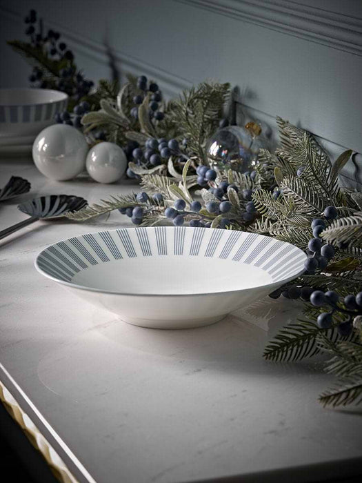 Striped Bone China Pasta Bowl