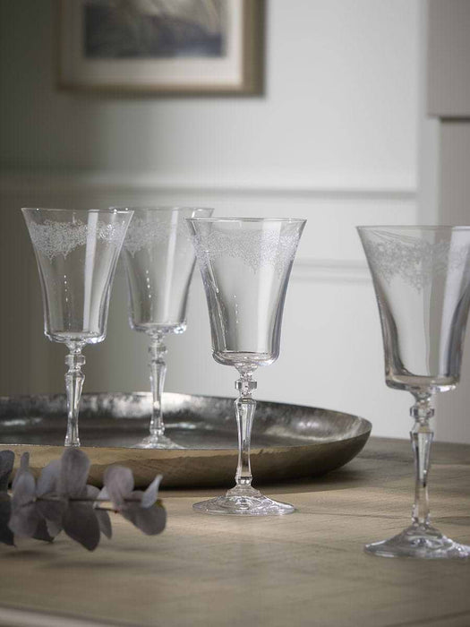 Four Filigree Crystal Wine Glasses