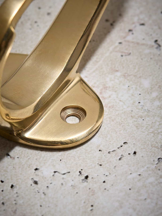 Linear Double Coat Hook - Solid Brass