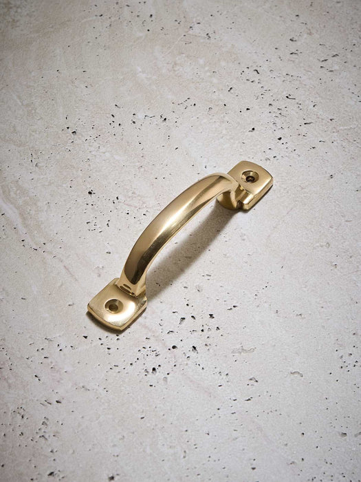Curved Square Handle - Solid Brass
