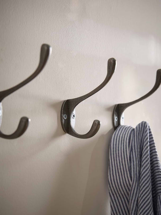Set of Three Double Coat Hooks -Cast Iron