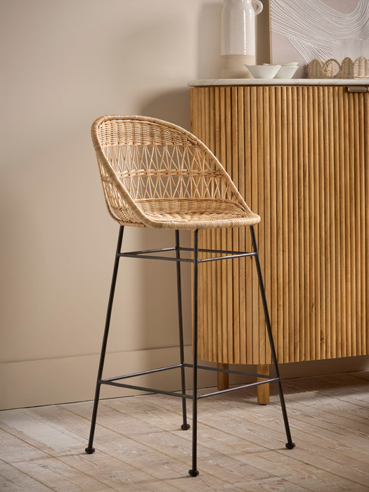 Round Rattan Wicker Counter Stool
