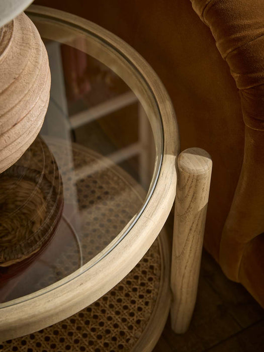 Curved Rattan Side Table