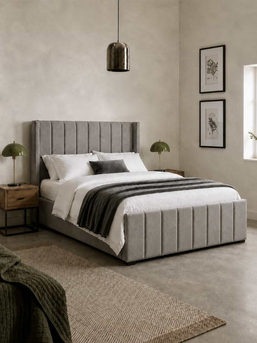 Ivor Velvet Ottoman Storage Bed - Double