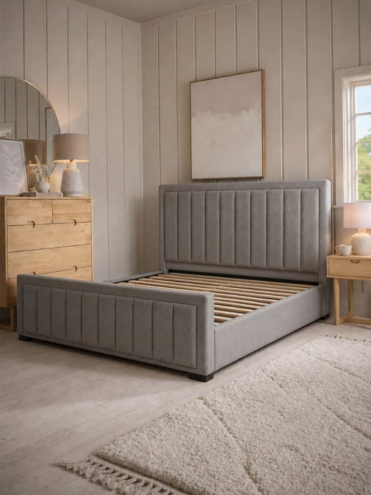 Odin Slate Grey Velvet Bed - Double