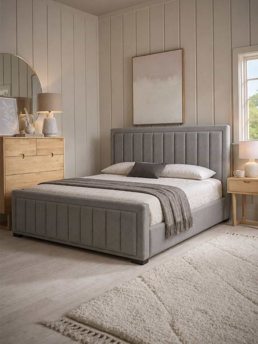 Odin Slate Grey Velvet Bed - King