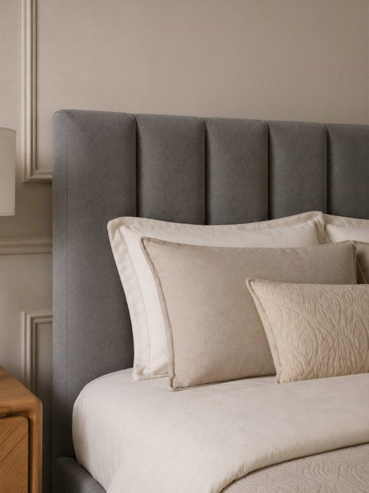 Ribbed Slate Grey Storage Bed - Double
