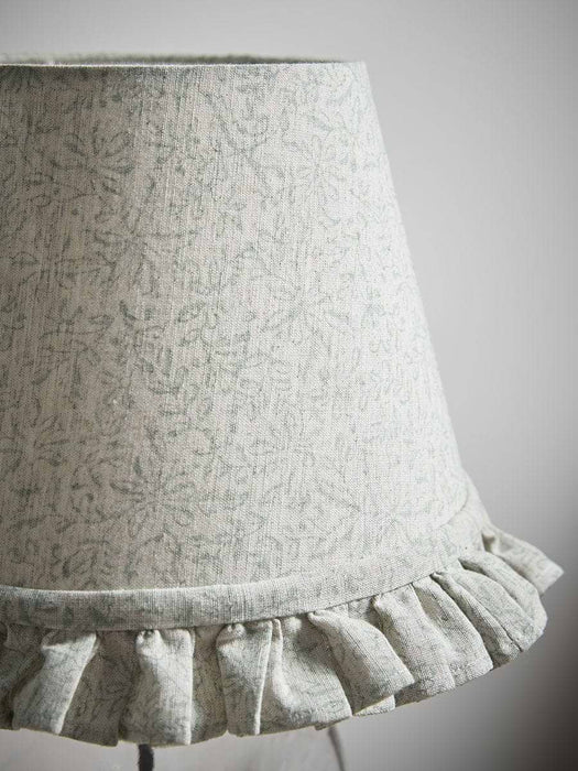 Indira Hand Block Printed Ruffle Lampshade - Dusky Sage