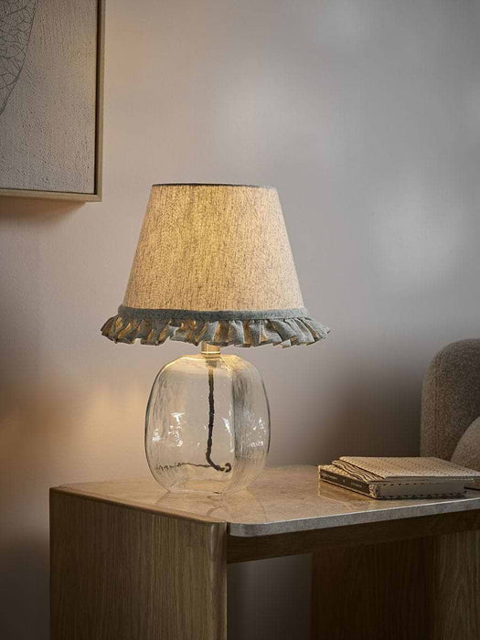 Indira Hand Block Printed Ruffle Lampshade - Dusky Sage