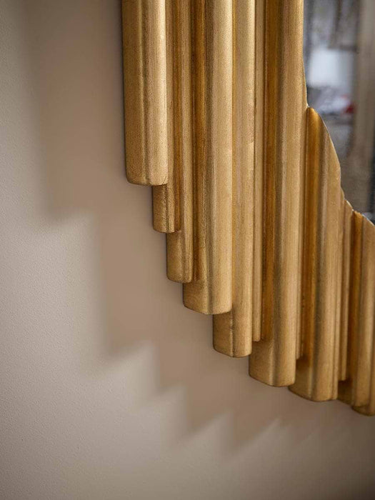 Gold Round Ribbed Mirror