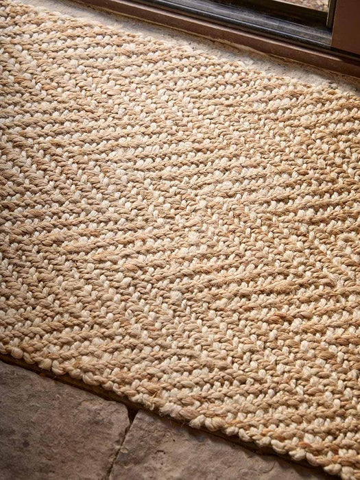 Natural & White Braided Jute Chevron Doormat - Double