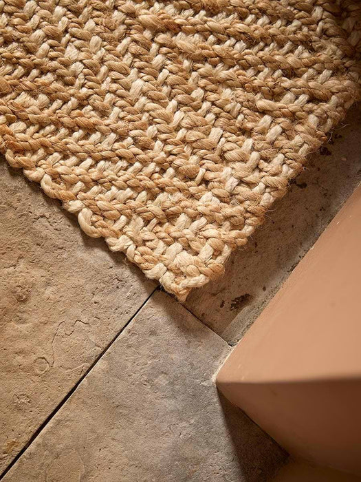 Natural & White Braided Jute Chevron Doormat - Double