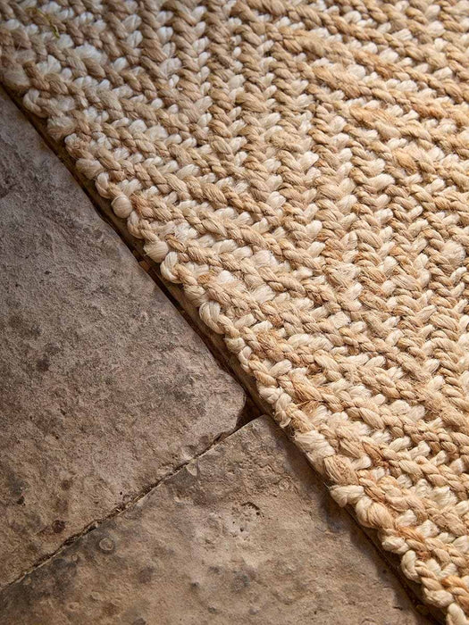 Natural & White Braided Jute Chevron Doormat - Double