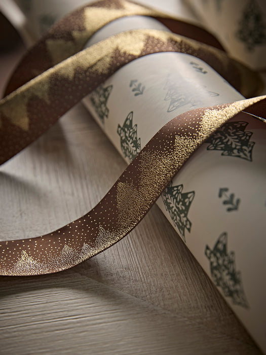 Festive Forest Ribbon - Clove 10m
