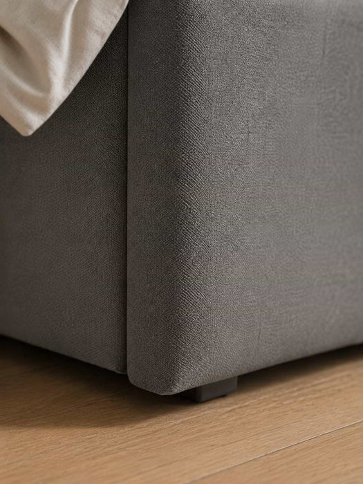Ribbed Slate Grey Storage Bed - Super King