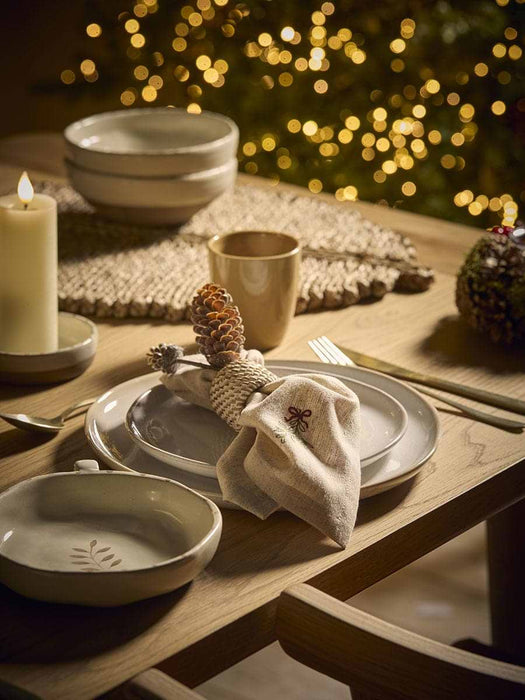 Four Embroidered Christmas Foliage Napkins
