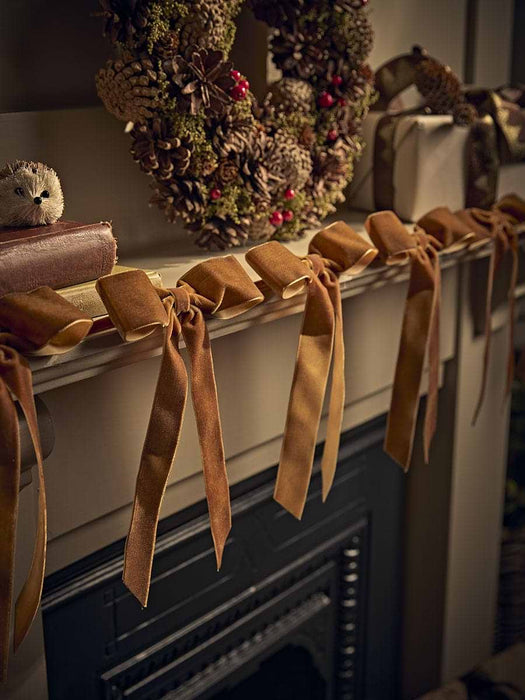 Velvet Bow Garland - Toffee 2m