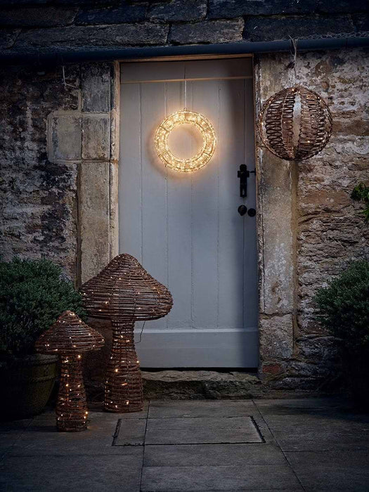 Lit Naked Wire Outdoor Wreath- Small